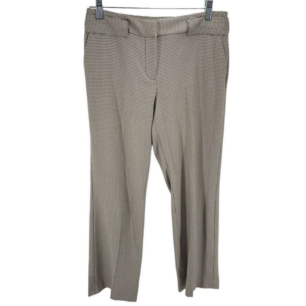JH Collections Karyn Womens Dress Pants Houndstooth Flat Front Stretch Tan 6